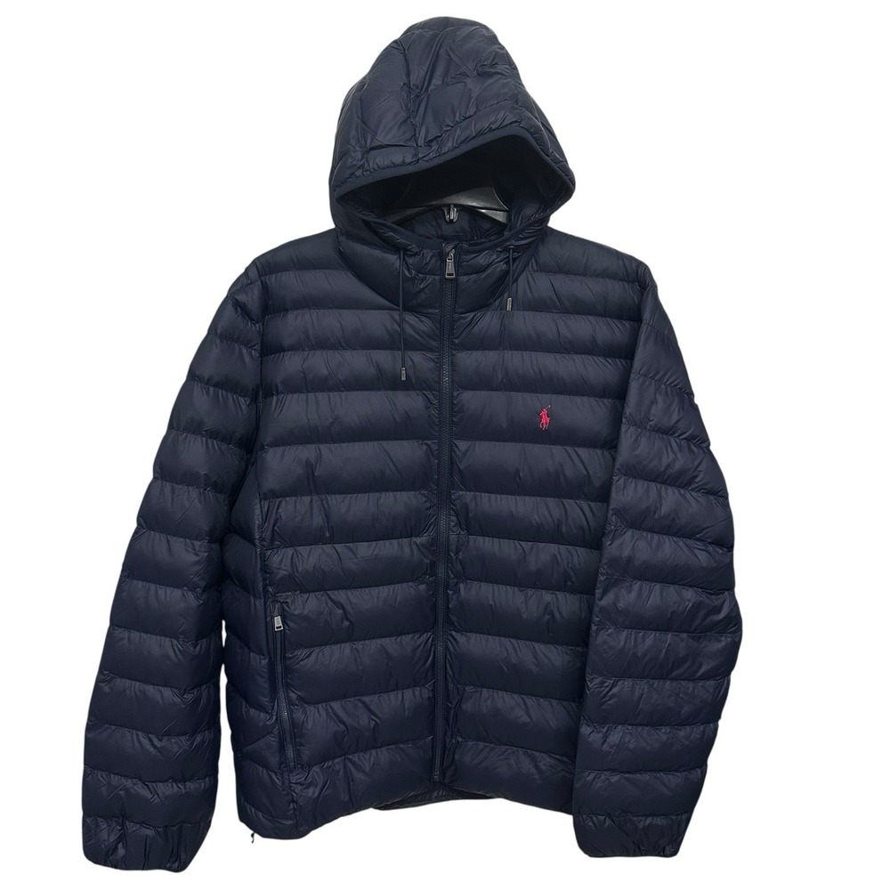 Polo Ralph Lauren Men's Size XXL Puffer Jacket Navy Blue Hooded Zip Pockets NWT